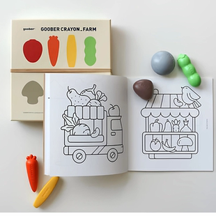 韩国goober彩色蜡笔不脏手带画册可擦除的彩色蜡笔