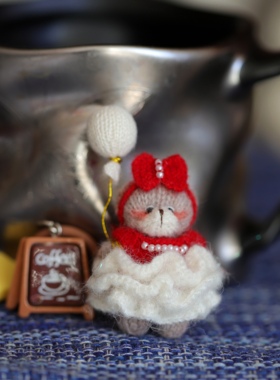 原创手工棒针5cm小熊胸针冰箱贴两用套装生日礼物送女友礼盒