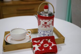 Taste oftime冬季红色系列限定手工编织相泽工坊茶壶套保温套壶衣