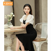 法式 晚礼服女黑色高端轻奢小众平时可穿宴会气质高级感聚会主持裙