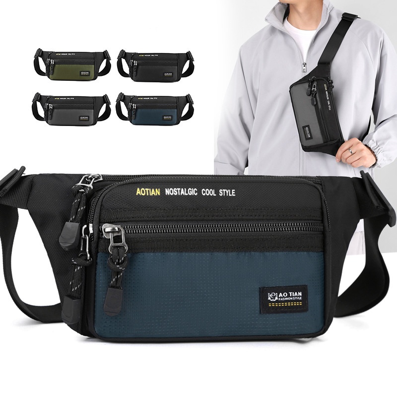 新款骑行包腰包轻便时尚潮流多用包斜挎包胸包牛津布包男包82063#