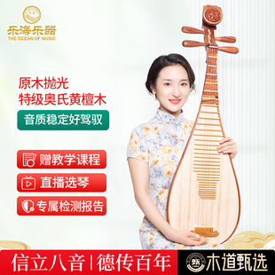 乐海 琵琶乐器特级奥氏黄檀木原木抛光祥云头饰演奏级琵琶914-AA