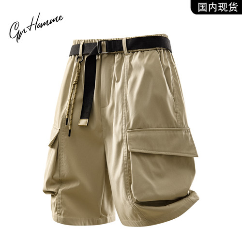 GP香港潮牌官网正品工装多口袋五分裤男夏季宽松休闲短裤直筒短裤