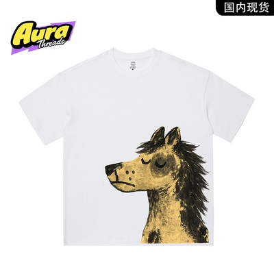 【品牌现货】AURA THREADS卡通狗狗短袖T恤男女宽松纯棉百搭上衣