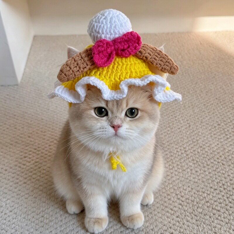 可琦安宠物帽子星戴露狗狗猫咪头饰饼饼英短比熊装扮服饰搞怪头套