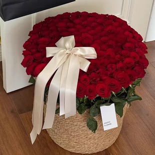 七夕99朵玫瑰插花篮手工编制抱抱篮鲜花花束花艺花店diy材料
