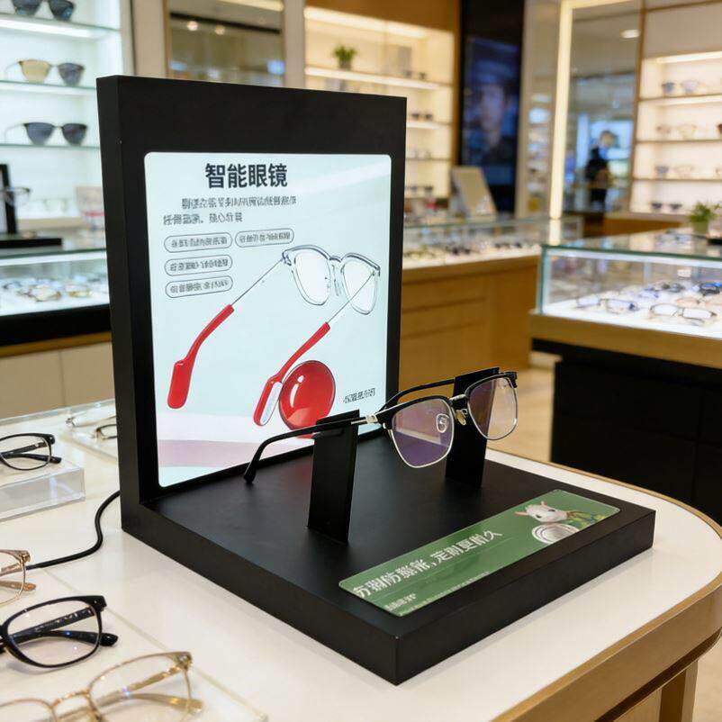 发光电子展示台眼镜展示智能陈列展示架led灯可定制亚克力展示柜