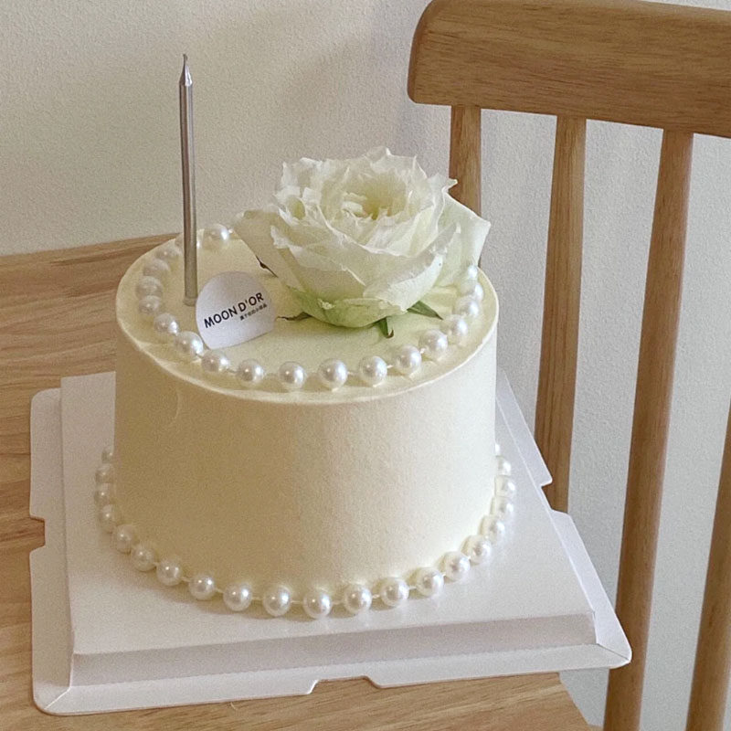 网红同款38女神节珍珠mom蛋糕装饰插件 唯美仙气珍珠链简约摆件