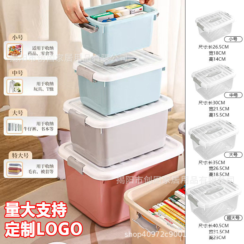 家用透明收纳盒衣服玩具收纳箱带盖加厚被子储物整理箱内裤箱子