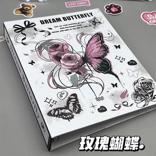 小红书同款 玫瑰蝴蝶卡册A5活页学生四宫格收纳册小卡照片相片相册