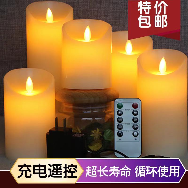 led电子蜡烛灯 摇摆遥控充电仿真石蜡婚庆音乐会餐厅假电池蜡烛灯