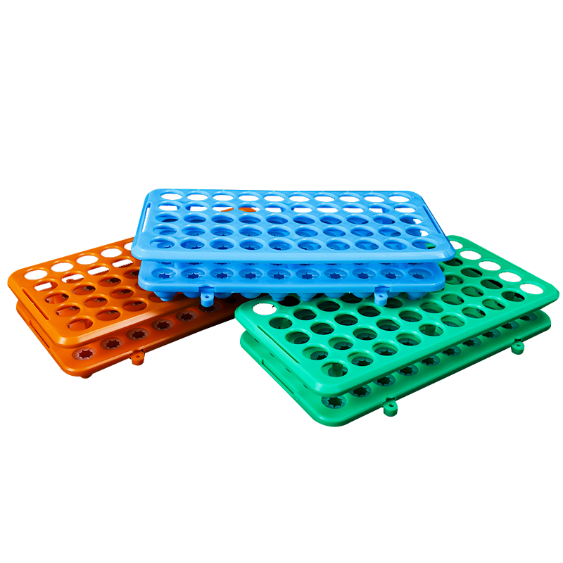 多功能离心管架50孔带硅胶垫 病毒采样管架 核酸检测管架 塑料试管架孔径18mm50孔
