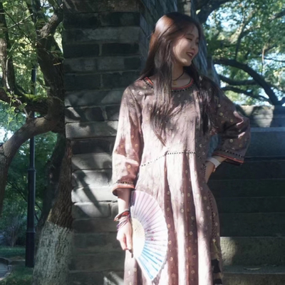 东南亚民族风夏季秋季连衣裙百搭