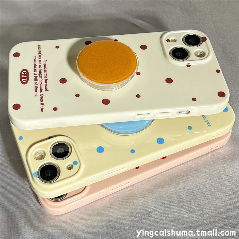 ins风简约波点纯色适用iphone14promax苹果15手机壳带支架13pro女14pro防摔12硅胶11新款小众全包情侣保护套怎么看?