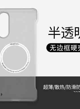 适用三星S25edge新款手机壳带磁吸无边框透明半包硬壳s25/s24plus/23/22/21fe/note20/10+/9不顶膜散热外壳