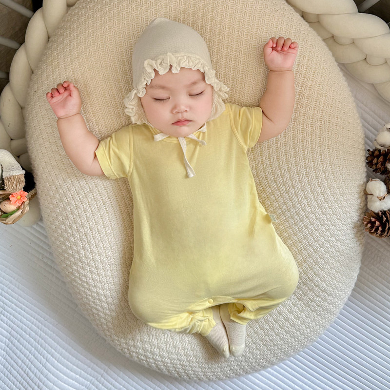 婴儿连体哈衣春夏季薄款新生儿衣服宝宝空调房睡衣短袖爬服夏装,童装/婴儿装/亲子装,连身衣/爬服/哈衣,淘宝优惠券,粉丝福利购,淘宝优惠卷