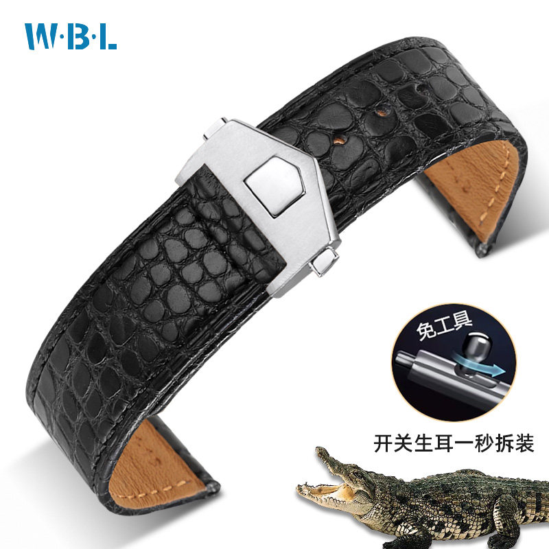 适配宝珀斯沃琪五十噚鳄鱼皮表带
