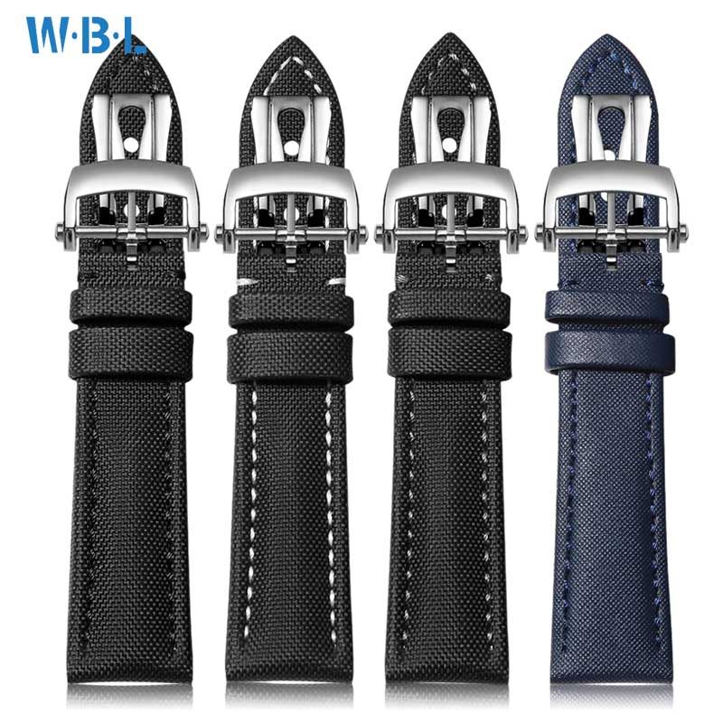 适配宝珀五十寻噚原装款尼龙手表带男经典系列5000蓝色帆布带23mm