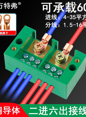 万特弗绿色接线盒 明装电分线盒 大功率分线器 零火线端子排二进
