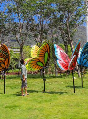 户外园林仿真蝴蝶玻璃钢雕塑花园庭院草坪公园动物景观装饰品摆件