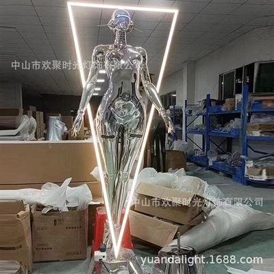 机械姬空山基大型摆件潮流电镀雕塑KTV酒吧科技赛朋克风落地装饰