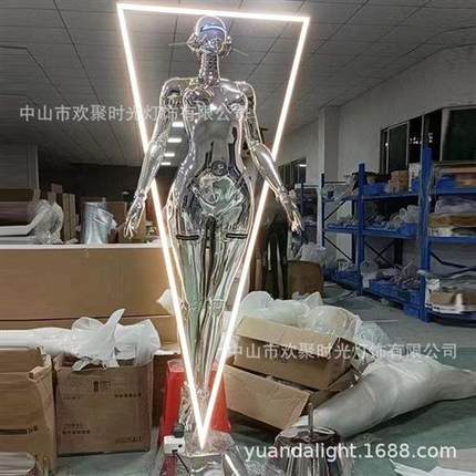 机械姬空山基大型摆件潮流电镀雕塑KTV酒吧科技赛朋克风落地装饰