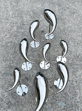 镜面不锈钢小鱼摆件售楼处庭院水池景观装饰群艺术品挂墙户外雕塑