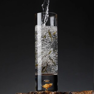 高档金箔水晶玻璃水杯创意轻奢透明绿茶K杯玻璃杯泡茶杯子杯架套
