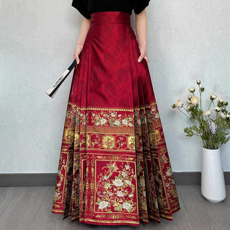 青渊原创汉服日常马面裙【扇屏舞花】敬酒服国风重工妆花秋冬新款,女装/女士精品,汉服半身裙,淘宝优惠券,粉丝福利购,淘宝优惠卷