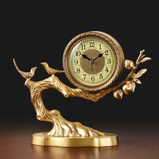 新中式黄铜座钟摆件客厅装饰钟表台式欧式座钟表家用桌面覆古坐钟
