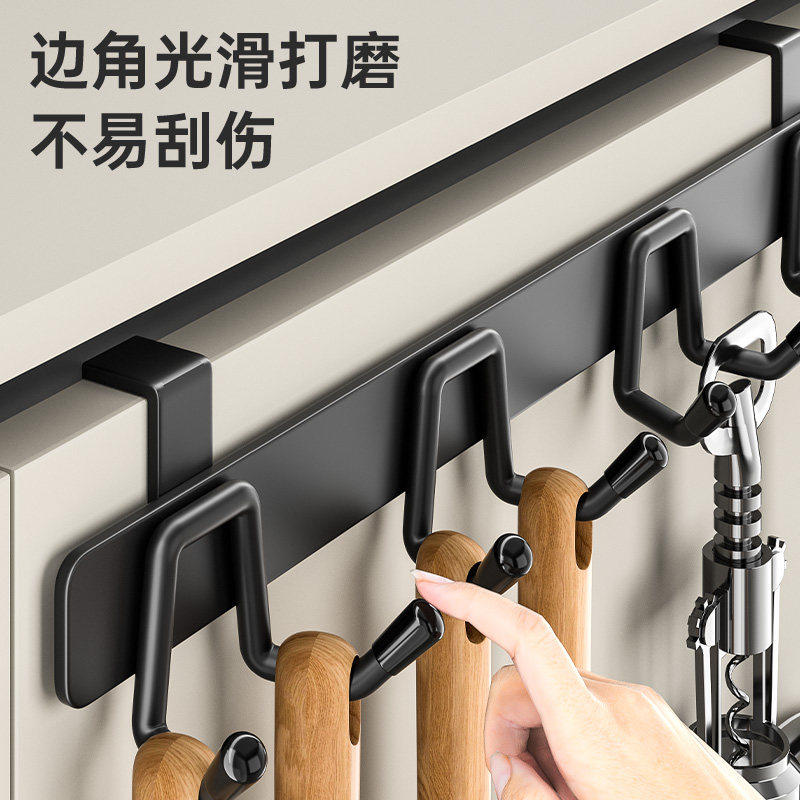 柜门挂钩厨房免打孔门背排钩不锈钢门后挂钩厨具收纳勺子铲子挂架,收纳整理,挂门置物架,淘宝优惠券,粉丝福利购,淘宝优惠卷
