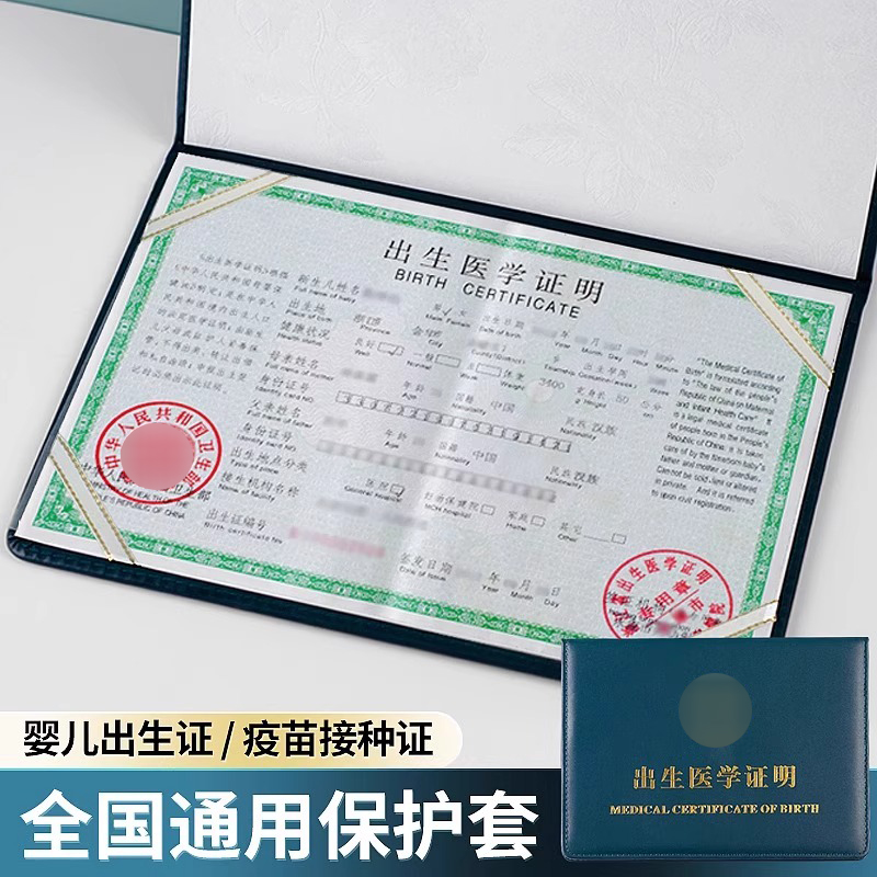 出生证保护套出生医学2025新版不粘字疫苗本婴儿宝宝全国通用真皮医院同款不折叠保护壳皮子免折四角绑带和正