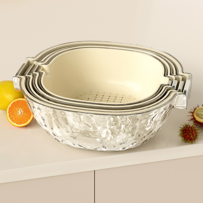 双层沥水篮家用厨房洗菜盆塑料洗菜筐淘米篮水果盆ins轻奢洗菜篮