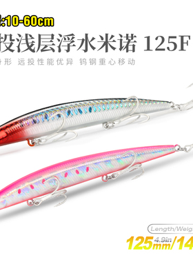 钓之屋 DW72浅层超远投米诺125mm/14.3g浮水路亚饵翘嘴海鲈饵125F
