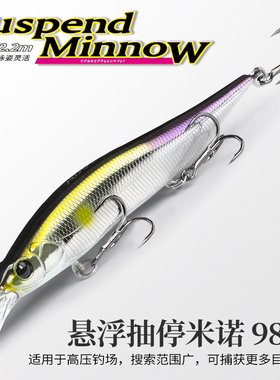 钓之屋 DW201悬浮抽停米诺98mm/10g远投路亚饵假饵98SP翘嘴鲈鱼饵