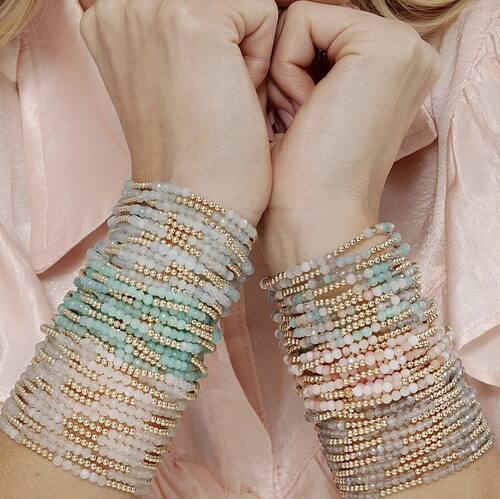 Portia style colored natural stone handmade beaded bracelet