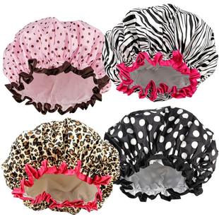 4 Pieces Shower Cap for Women, Elastic and Reusable,Environm