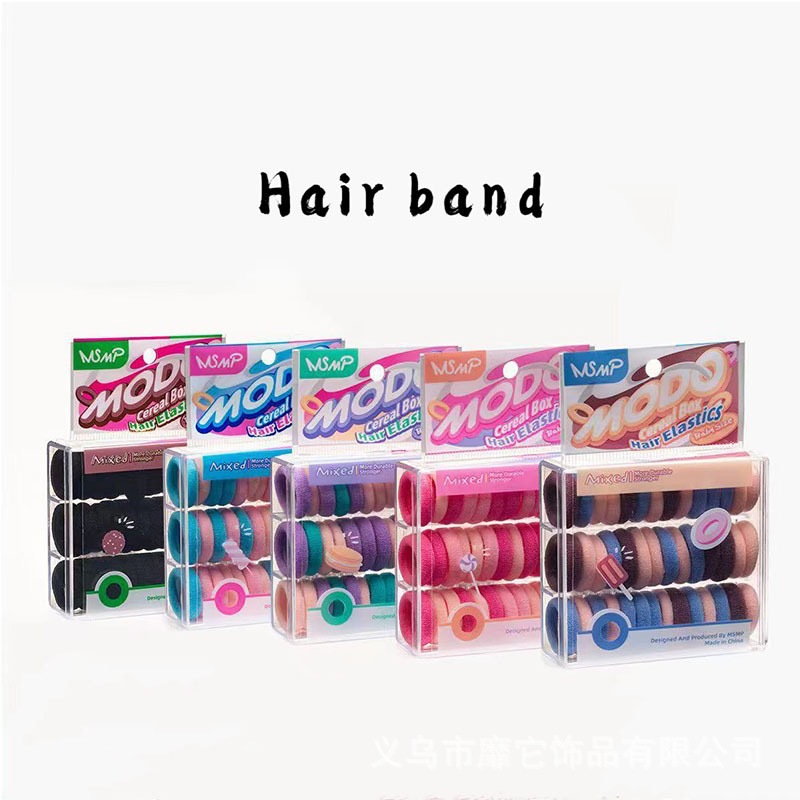 Candy colored boxed children's hair bands with rubber bands