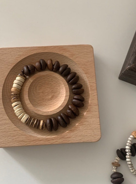 Real Red Sandalwood Mala Coin Wooden Beaded Bracelets