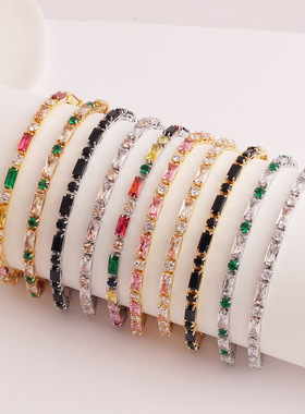 18K Gold Plated Luxury Colorful AAA Cubic Zirconia Chain