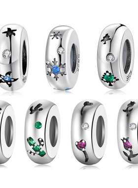 925 Sterling Silver CZ pave Clip Charms Daisy Beads Stopper