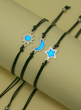 3 pcs/set luminous Moon Star bracelet hand-woven fashion rop