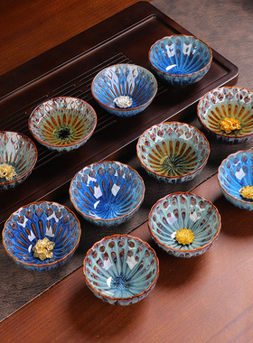 Kiln change tea cup ceramic tea cup Kung fu tea set gifts