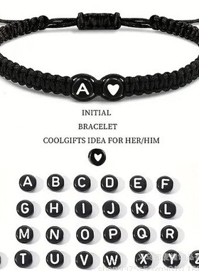 26 Letters Initial Heart Bracelets Handmade Adjustable A-Z