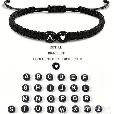 26 Letters Initial Heart Bracelets Handmade Adjustable A-Z