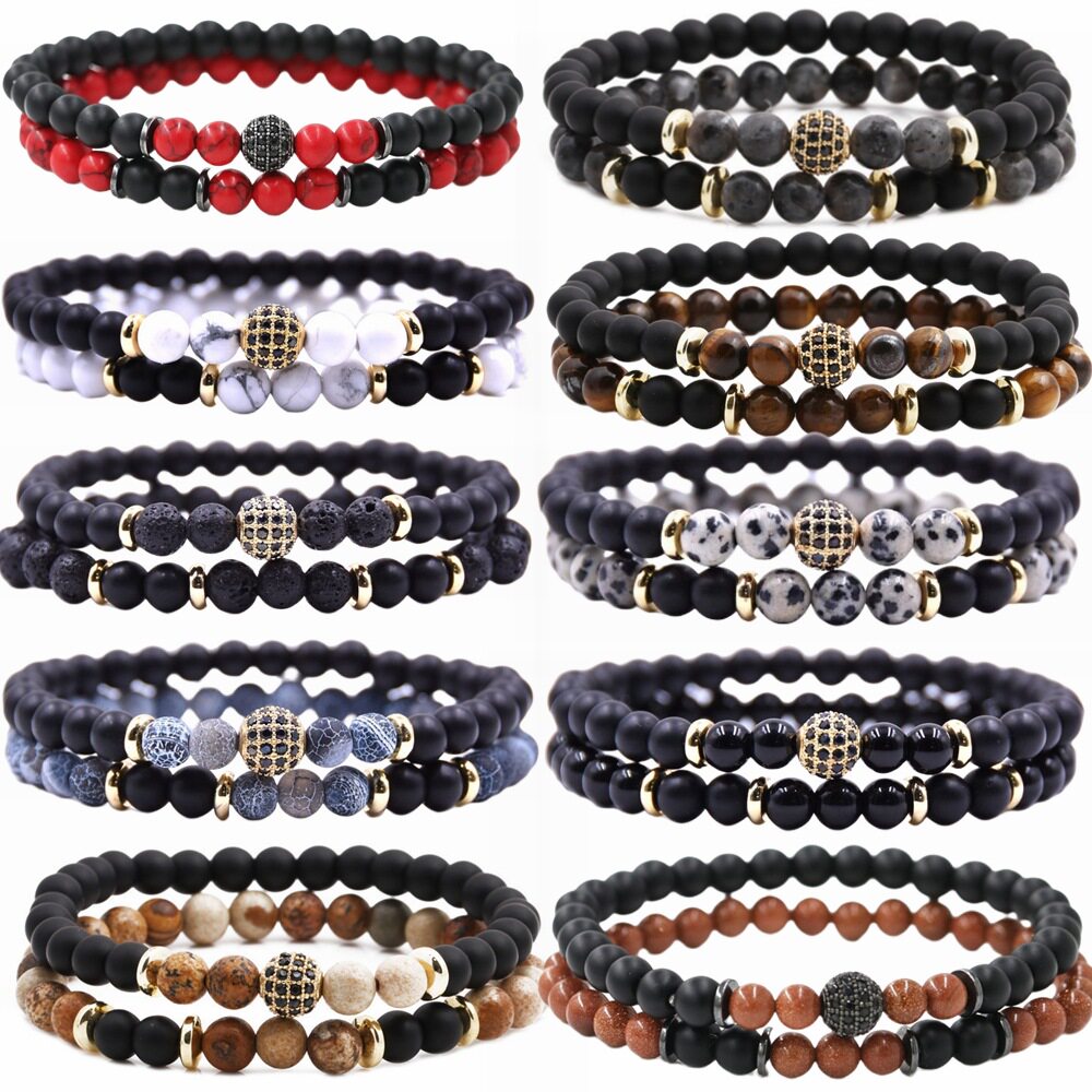 l Stone Wood Beads Rosary Hematite Cross Bracelets Onyx