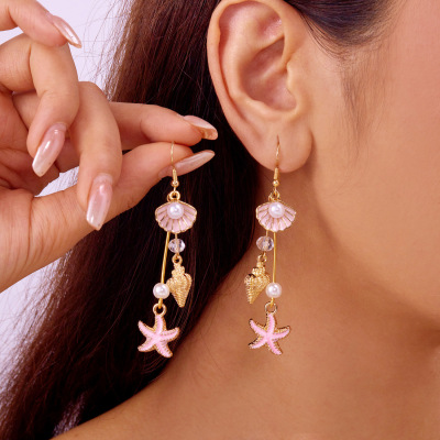 Fashion Ocean Style Shell Starfish Drop Earrings For Women