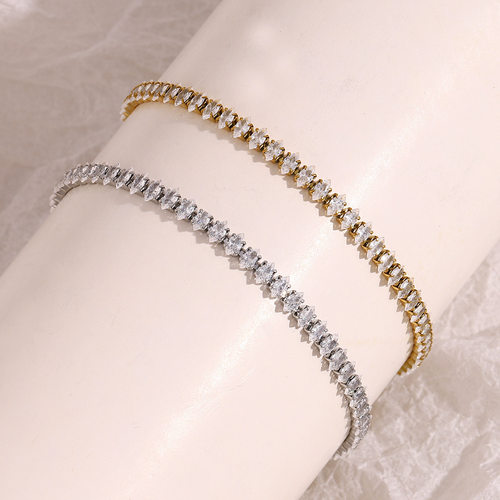 Zircon Stainless Steel Plated 18K Gold Girl Bracelet