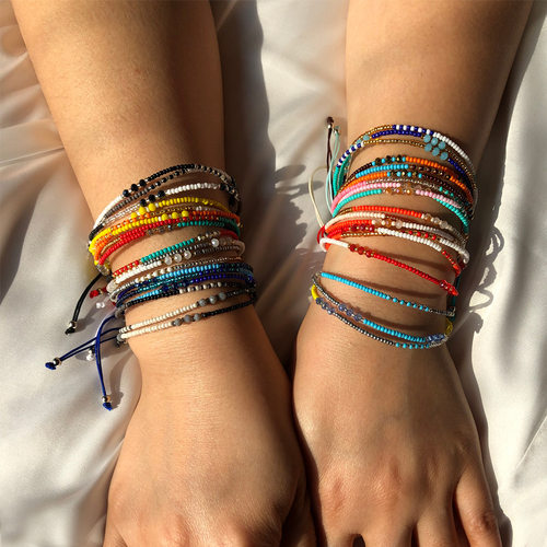 Handmade bead crystal bracelet Bohemian ethnic style colorfu