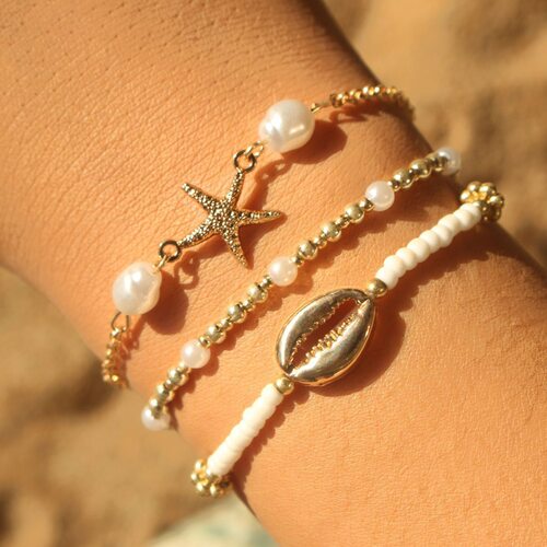 Sea Star Turtle Beaded Bracelet Set Beach Handmade